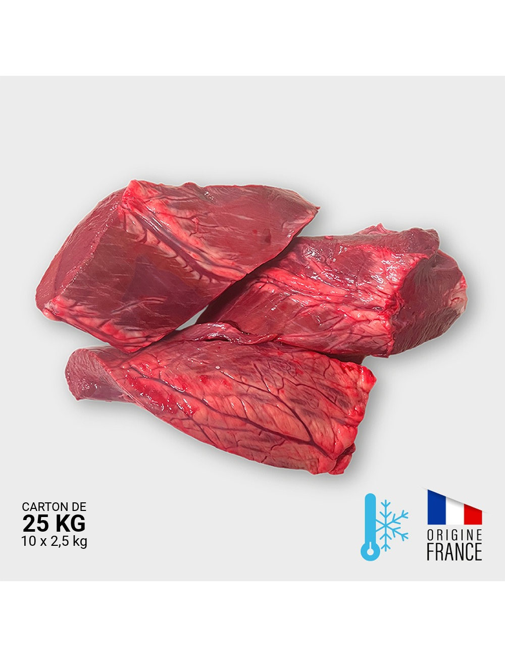Coeur de boeuf en morceaux - 10 x 2,5 kg | Saint Laurent