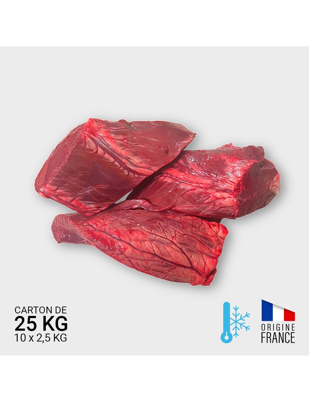 Coeur de boeuf en morceaux - 10 x 2,5 kg | Saint Laurent