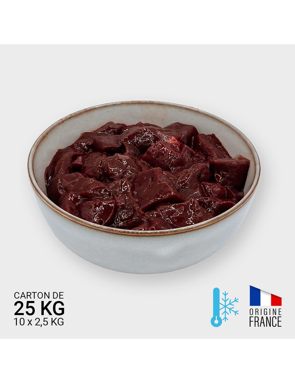 Foie de bœuf en cubes - 10 x 2,5 kg | Saint Laurent
